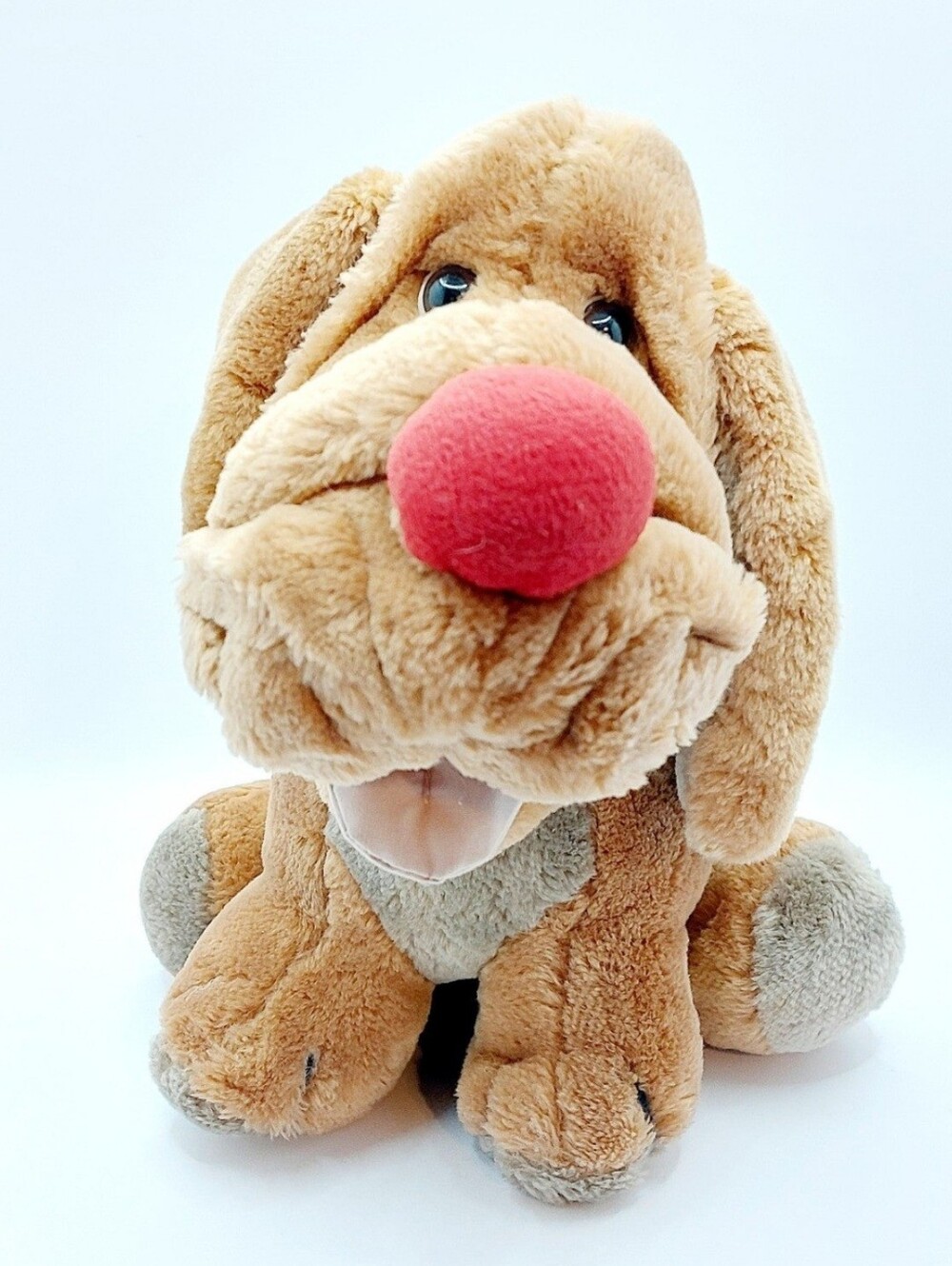 Vintage 1981 Ganzbros Plush Dog Red Nose Puppy Stuffed Animal‎ Tan Floppy Ears